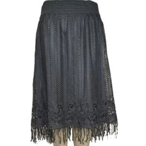 PRETTY ANGEL knee-length black skirt w/ tassels